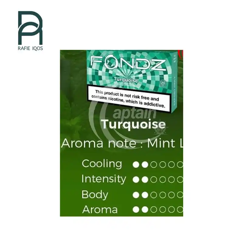 Fondz Turquoise یکی از طعم‌های ملایم و دل‌نشین برند فوندز است که با نت اصلی نعناع سبک (Mint Light) طراحی شده. این طعم با خنکی کم و رایحه‌ای ساده و طبیع