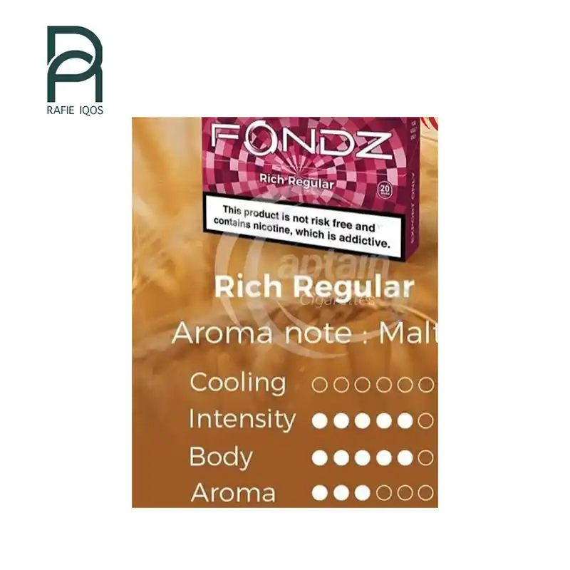 Fondz Rich Regular یکی از سنگین‌ترین و گیراترین طعم‌های برند فوندز است که با پایه تنباکوی غلیظ و رایحه‌ای خشک و جدی طراحی شده. این طعم مناسب کسانی‌ست که به طعم‌های واقعی، تلخ‌تر و نزدیک‌تر به سیگار سنتی علاقه دارند